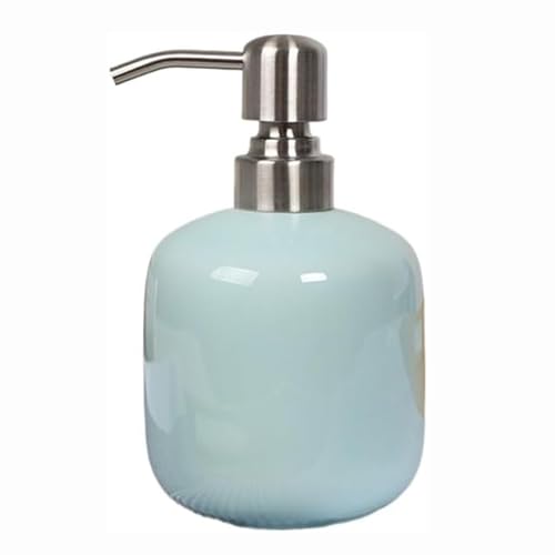 JUSKAQZYI Seifenspender Kleiner Seifenspender for Bad und Küche, einfache Keramik-Handseifenflasche, nachfüllbarer Handseifenspender, Lotion-Push-Spender for Bad und Küche Seifenausschütter(Bleu) von JUSKAQZYI