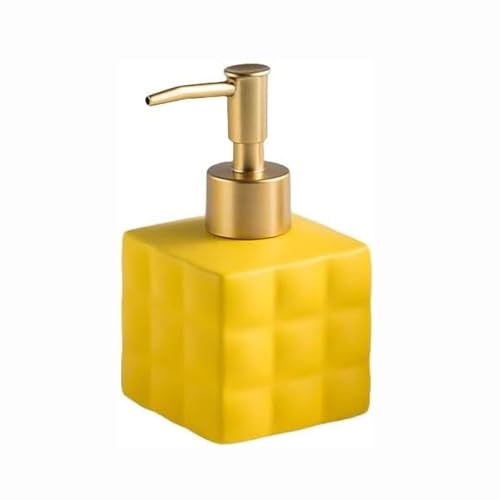 JUSKAQZYI Seifenspender Küchendekor, Handlotion-Pumpflasche, Keramikbehälter, Flüssigseifenglas, Duschspender, Badezimmer, modernes, einfaches Wohndekor Seifenausschütter(Geel) von JUSKAQZYI