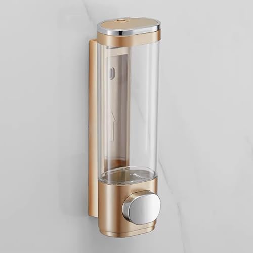 JUSKAQZYI Seifenspender Manueller Seifenspender Compatible with Küche und Badezimmer, gewerblichen Gebrauch, Shampoo-Gel-Kammer, Kunststoff, 600 ml Seifenausschütter(Gold,1pcs) von JUSKAQZYI