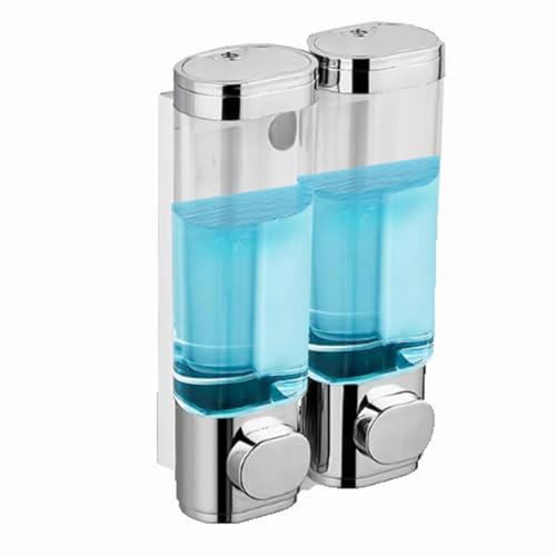 JUSKAQZYI Seifenspender Manueller Seifenspender Compatible with Küche und Badezimmer, gewerblichen Gebrauch, Shampoo-Gel-Kammer, Kunststoff, 600 ml Seifenausschütter(Silver,2pcs) von JUSKAQZYI