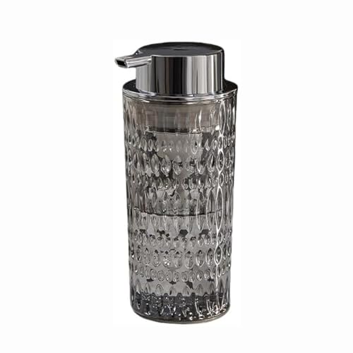 JUSKAQZYI Seifenspender Pumpflaschenspender, Seifenspender aus Glas, klares Kristalldesign, Schaumhand, Boho-Dekoration for Badezimmer, Küche, modernes Bauernhausdekor Seifenausschütter(Grey) von JUSKAQZYI