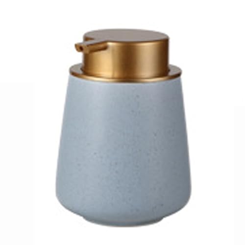 JUSKAQZYI Seifenspender Schäumender Seifenspender, moderner Keramik-Flüssiglotion-Schaumpumpe, nachfüllbare Flasche Compatible with Küche und Badezimmer, 13,5 oz Seifenausschütter(Bleu,Round) von JUSKAQZYI