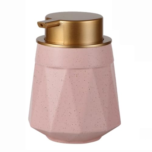 JUSKAQZYI Seifenspender Schäumender Seifenspender, moderner Keramik-Flüssiglotion-Schaumpumpe, nachfüllbare Flasche Compatible with Küche und Badezimmer, 13,5 oz Seifenausschütter(Rose,Diamond) von JUSKAQZYI