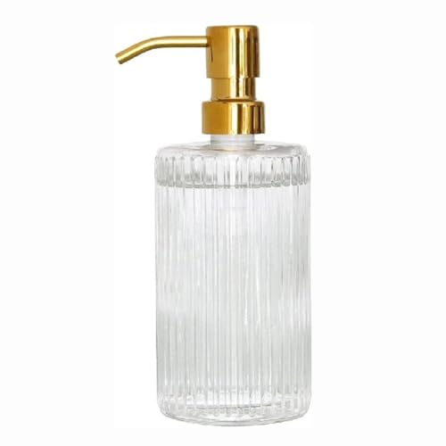 JUSKAQZYI Seifenspender Transparenter Seifenspender mit rostfreier Pumpe, wasserfesten Etiketten, Compatible with die Handseife, Küche und Badezimmer Seifenausschütter(A) von JUSKAQZYI
