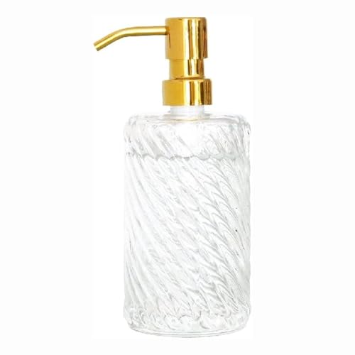 JUSKAQZYI Seifenspender Transparenter Seifenspender mit rostfreier Pumpe, wasserfesten Etiketten, Compatible with die Handseife, Küche und Badezimmer Seifenausschütter(B) von JUSKAQZYI