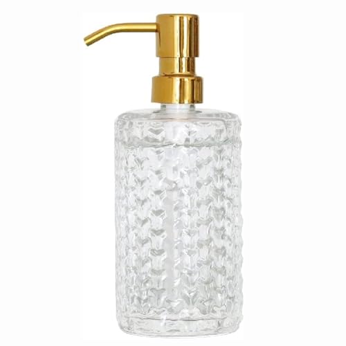 JUSKAQZYI Seifenspender Transparenter Seifenspender mit rostfreier Pumpe, wasserfesten Etiketten, Compatible with die Handseife, Küche und Badezimmer Seifenausschütter(C) von JUSKAQZYI