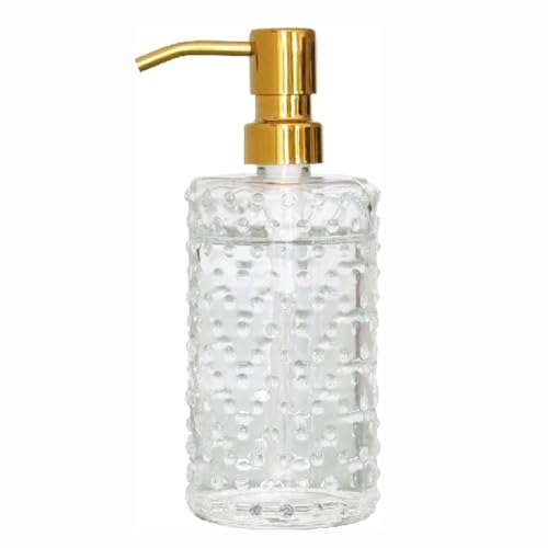 JUSKAQZYI Seifenspender Transparenter Seifenspender mit rostfreier Pumpe, wasserfesten Etiketten, Compatible with die Handseife, Küche und Badezimmer Seifenausschütter(D) von JUSKAQZYI