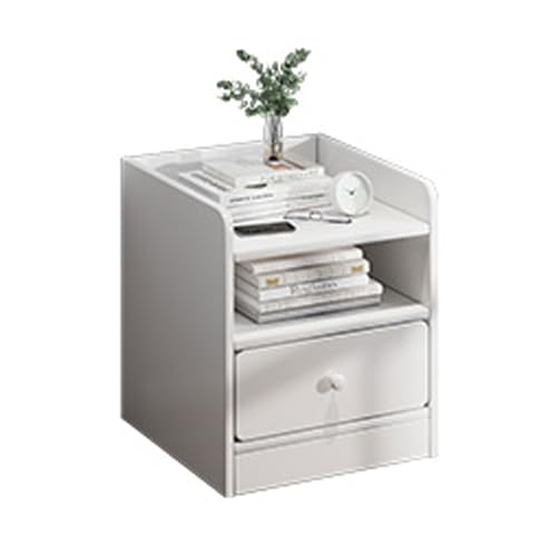 JUSKAQZYI Weißer Nachttisch, Kleiner Aufbewahrungsschrank, moderner, einfacher Nachttisch, geeignet for Schlafzimmer, Wohnzimmer, Balkon, Arbeitszimmer(One Drawer A 20cm) von JUSKAQZYI