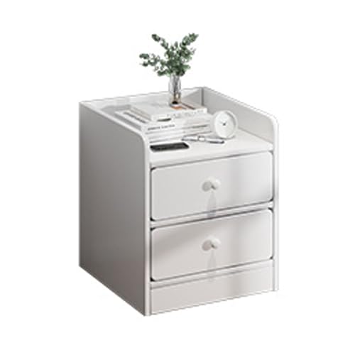 JUSKAQZYI Weißer Nachttisch, Kleiner Aufbewahrungsschrank, moderner, einfacher Nachttisch, geeignet for Schlafzimmer, Wohnzimmer, Balkon, Arbeitszimmer(Two Drawers A 30cm) von JUSKAQZYI