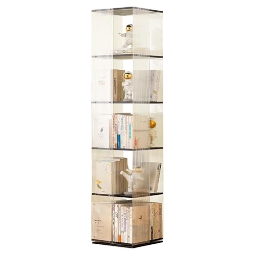 JUSKAQZYI bücherregal Multi-Layer Rolling Bücherregal Bambus 360 ° rotierendes Bücherregal mit abnehmbaren Rädern Bookshelf von JUSKAQZYI
