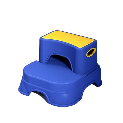 JUSKAQZYI klappleiter 2 Tritthocker for Kinder, Kleinkind-Tritthocker for das Waschbecken im Badezimmer, Rutschfester Doppel- Kleinkinder beim Töpfchentraining im Badezimmer trittleiter(Bule) von JUSKAQZYI