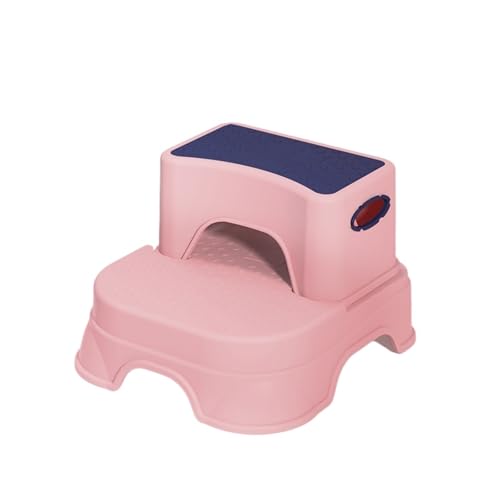 JUSKAQZYI klappleiter 2 Tritthocker for Kinder, Kleinkind-Tritthocker for das Waschbecken im Badezimmer, Rutschfester Doppel- Kleinkinder beim Töpfchentraining im Badezimmer trittleiter(Rose) von JUSKAQZYI