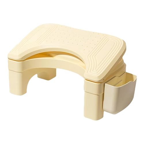 JUSKAQZYI klappleiter Hocktoiletten-Tritthocker for Erwachsene, hockend, mit Aufbewahrungsbox, Büro-Fußhocker for Büro, Toilette und Zuhause, 24 x 46 x 17 cm trittleiter(Beige) von JUSKAQZYI