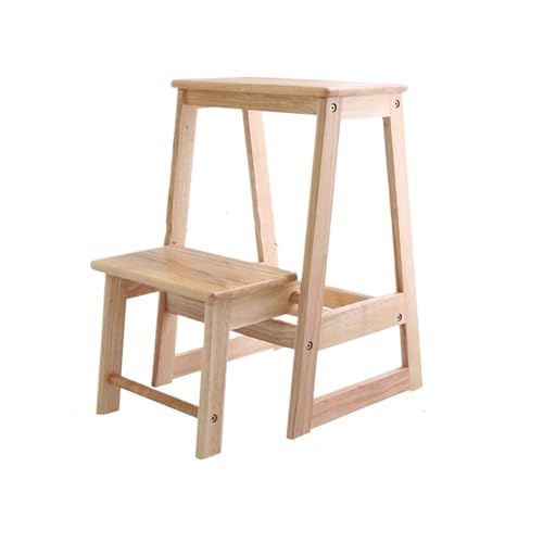 JUSKAQZYI klappleiter Klappbarer Treppenhocker, Leiterbank aus Massivholz, multifunktionaler Fußhocker for den Haushalt, geeignet for Klettern, Aufbewahren und Ausruhen trittleiter(Two Layers) von JUSKAQZYI