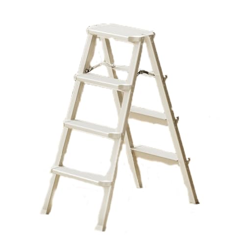 JUSKAQZYI klappleiter Klappbarer Treppenhocker, Trittstuhl aus Aluminiumlegierung, tragbare Kletterbank, geeignet for Ausruhen oder Tragen hoher Gegenstände trittleiter(Blanc,Four Steps) von JUSKAQZYI