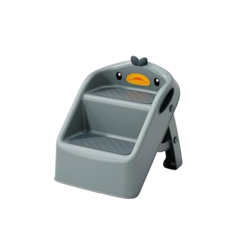 JUSKAQZYI klappleiter Klappbarer Tritthocker mit 2 Stufen for Lernturm, tragbarer Toiletten-Tritthocker for Kleinkinder, rutschfeste Waschleiter, Handlauf-Design trittleiter(Dark Gray) von JUSKAQZYI