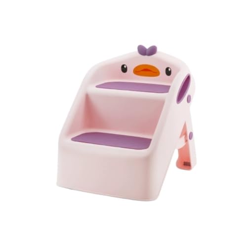 JUSKAQZYI klappleiter Klappbarer Tritthocker mit 2 Stufen for Lernturm, tragbarer Toiletten-Tritthocker for Kleinkinder, rutschfeste Waschleiter, Handlauf-Design trittleiter(Rose) von JUSKAQZYI