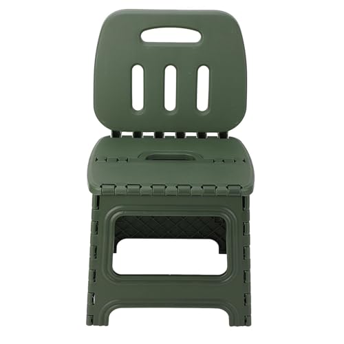 JUSKAQZYI klappleiter Klappbarer Tritthocker mit Rückenlehne, tragbarer Faltbarer Hocker mit Griff, Esszimmerstuhl aus Kunststoff for Campingküche, Reisen im Freien trittleiter(Groen,Large) von JUSKAQZYI