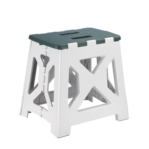 JUSKAQZYI klappleiter Klapptritthocker, robuster, Faltbarer Tritthocker aus Kunststoff for Kinder und Erwachsene, kleine, zusammenklappbare Tritthocker trittleiter(Groen,Medium) von JUSKAQZYI