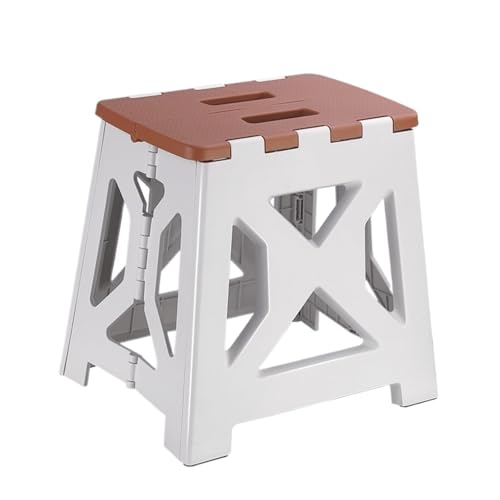JUSKAQZYI klappleiter Klapptritthocker, robuster, Faltbarer Tritthocker aus Kunststoff for Kinder und Erwachsene, kleine, zusammenklappbare Tritthocker trittleiter(Kaki,Medium) von JUSKAQZYI