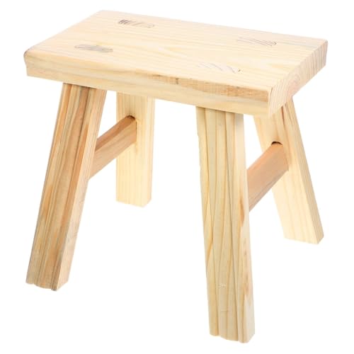 JUSKAQZYI klappleiter Kleiner Tritthocker aus Massivholz, Stabiler, Rutschfester Fußhocker for Küche, Bad und Zuhause, leichte Schuhbank for das Wohnzimmer trittleiter(Legno,Small) von JUSKAQZYI