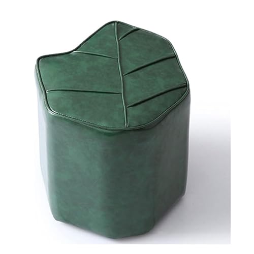 JUSKAQZYI klappleiter Leaf Hocker Massivholzrahmen Sitzkissen mit Schaumstofffüllung Multifunktions-gepolsterter Ottomane Wasserdichter, ölbeständiger Wohnzimmerhocker trittleiter(Dark Green) von JUSKAQZYI