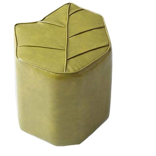 JUSKAQZYI klappleiter Leaf Hocker Massivholzrahmen Sitzkissen mit Schaumstofffüllung Multifunktions-gepolsterter Ottomane Wasserdichter, ölbeständiger Wohnzimmerhocker trittleiter(Leaf Yellow) von JUSKAQZYI
