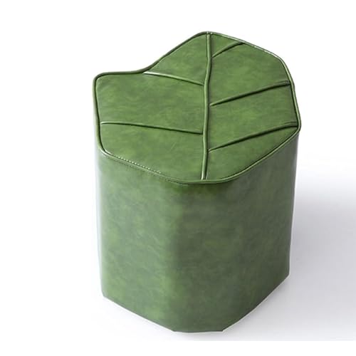 JUSKAQZYI klappleiter Leaf Hocker Massivholzrahmen Sitzkissen mit Schaumstofffüllung Multifunktions-gepolsterter Ottomane Wasserdichter, ölbeständiger Wohnzimmerhocker trittleiter(Light Green) von JUSKAQZYI