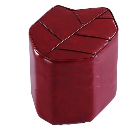 JUSKAQZYI klappleiter Leaf Hocker Massivholzrahmen Sitzkissen mit Schaumstofffüllung Multifunktions-gepolsterter Ottomane Wasserdichter, ölbeständiger Wohnzimmerhocker trittleiter(Rosso) von JUSKAQZYI