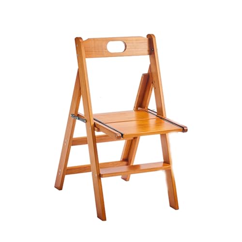 JUSKAQZYI klappleiter Multifunktionaler Treppenhocker, Mehrzweck-Treppenstuhl mit Armlehnen, umwandelbare, klappbare Trittbank for Küche und Büro trittleiter(Yellow Peach) von JUSKAQZYI
