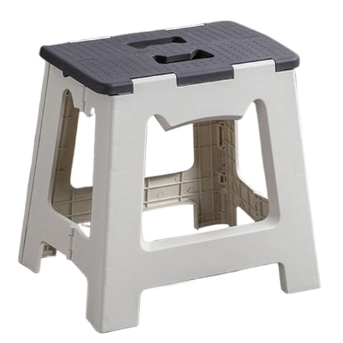JUSKAQZYI klappleiter Tragbarer, Faltbarer Tritthocker, Rutschfester, Leichter Mehrzweck-Stepperstuhl for Büros, Badezimmer, Küchen und Wohnzimmer trittleiter(Elegant Gray,33cm) von JUSKAQZYI