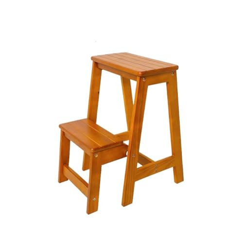 JUSKAQZYI klappleiter Tragbarer Treppenhocker, Aufbewahrungsleiter mit doppeltem Verwendungszweck, geeignet for die Bibliothek in der Küche zu Hause trittleiter(Light Walnut) von JUSKAQZYI
