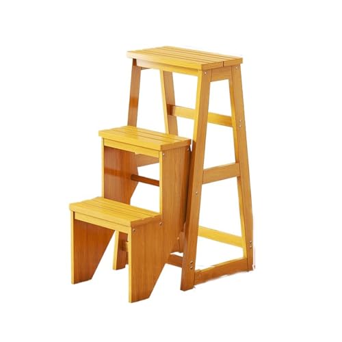 JUSKAQZYI klappleiter Treppenhocker aus Massivholz, Aufbewahrungsleiter mit doppeltem Verwendungszweck, geeignet for die Bibliothek in der Küche zu Hause trittleiter(Legno) von JUSKAQZYI
