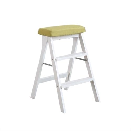 JUSKAQZYI klappleiter Treppenhocker aus Massivholz, Klappleiterstuhl, tragbare Hochbank, geeignet for die Verwendung in Küche, Bad und Büro trittleiter(Matcha Green) von JUSKAQZYI