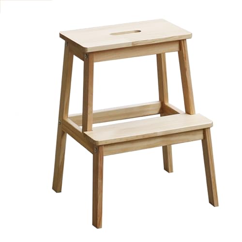 JUSKAQZYI klappleiter Treppenhocker aus Massivholz, doppellagige Schuhwechselbank for hohe und niedrige Treppen, Kletterleiter for den Innenbereich for den Hausgebrauch trittleiter(Wood Color) von JUSKAQZYI