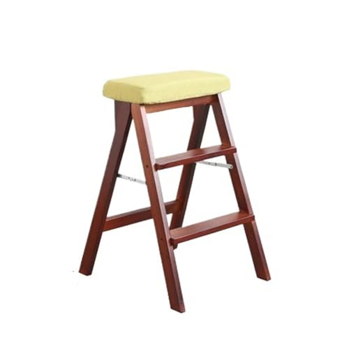 JUSKAQZYI klappleiter Treppenhocker aus Massivholz, tragbarer Hocker, Leiterstuhl, klappbare hohe Bank, geeignet for die Verwendung in Küche, Bad und Büro trittleiter(Matcha Green) von JUSKAQZYI