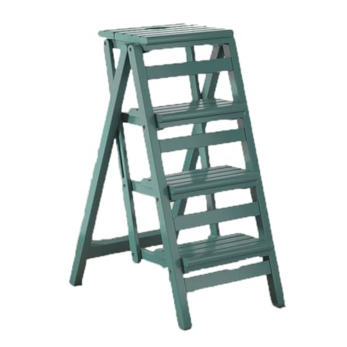 JUSKAQZYI klappleiter Treppenhocker aus Massivholz ohne Installation, tragbarer Trittstuhl, klappbare Kletterleiter for die Küche zu Hause, Innenrampen trittleiter(Sky Blue) von JUSKAQZYI