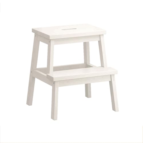 JUSKAQZYI klappleiter Treppenhocker for den Innenbereich, Schuhwechselbank aus Massivholz, doppellagige Hoch- und Niedrigleiter for den Hausgebrauch trittleiter(Blanc) von JUSKAQZYI
