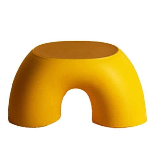 JUSKAQZYI klappleiter Tritthocker aus Kunststoffring mit widerstandsfähiger Basis, multifunktionaler Fußhocker for den Schuhwechsel im Wohnzimmer mit ergonomischem Design trittleiter(Geel) von JUSKAQZYI