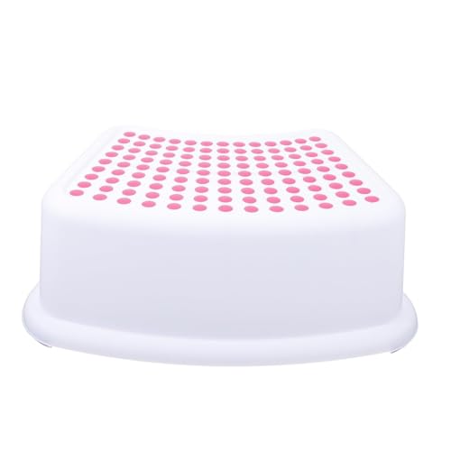 JUSKAQZYI klappleiter Tritthocker for Kinder, rutschfeste Basis und konturiertes Design for Toilettentraining und Waschbecken, zusätzlicher höhenverstärkender Hocker trittleiter(Rose) von JUSKAQZYI