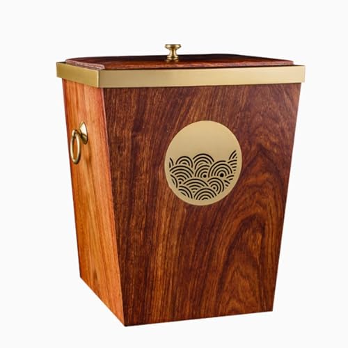 JUSKAQZYI mülleimer bad Rechteckiger Mülleimer aus Holz Compatible with die Küche mit Deckel, bietet Platz Compatible with 2 Müllsäcke 10 L das Wohnzimmer küche abfalleimer(Rosewood) von JUSKAQZYI