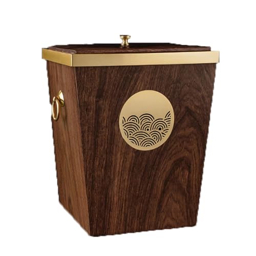 JUSKAQZYI mülleimer bad Rechteckiger Mülleimer aus Holz Compatible with die Küche mit Deckel, bietet Platz Compatible with 2 Müllsäcke 10 L das Wohnzimmer küche abfalleimer(Walnut) von JUSKAQZYI