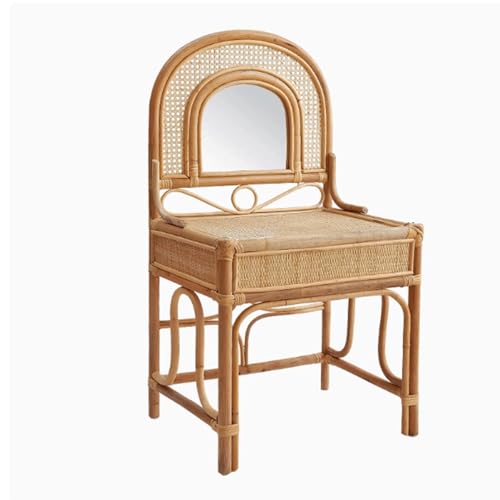 JUSKAQZYI schmink Tisch Schminktisch mit Spiegel, Rattan-Schminktisch, natürliches echtes Rattan for Privatunterkünfte, Hotels, Ankleidezimmer schminktische(75 * 45 * 125cm) von JUSKAQZYI