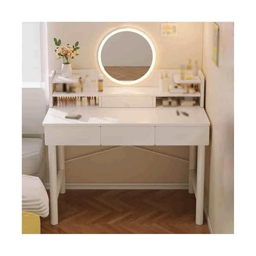 JUSKAQZYI schmink Tisch Schminktisch mit Spiegel, Schminktisch, multifunktionaler Schreibtisch for Schlafzimmer, ohne Stuhl, Weiß schminktische(100cm/39.3in) von JUSKAQZYI