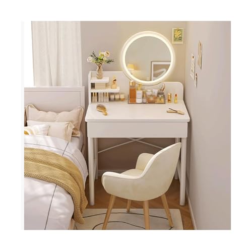 JUSKAQZYI schmink Tisch Schminktisch mit Spiegel, Schminktisch, multifunktionaler Schreibtisch for Schlafzimmer, ohne Stuhl, Weiß schminktische(60cm/23.6in) von JUSKAQZYI
