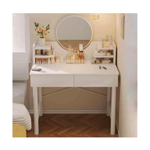 JUSKAQZYI schmink Tisch Schminktisch mit Spiegel, Schminktisch, multifunktionaler Schreibtisch for Schlafzimmer, ohne Stuhl, Weiß schminktische(80cm/31.5in) von JUSKAQZYI