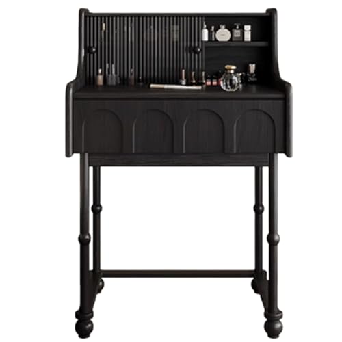 JUSKAQZYI schmink Tisch Schminktisch ohne Spiegel und Hocker, 1 Schublade und Stauraum vorhanden, Schminktisch, Frisiertisch aus Eschenholz schminktische(Svart,80cm) von JUSKAQZYI