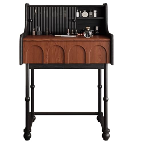JUSKAQZYI schmink Tisch Schminktisch ohne Spiegel und Hocker, 1 Schublade und Stauraum vorhanden, Schminktisch, Frisiertisch aus Eschenholz schminktische(Two-Tone,80cm) von JUSKAQZYI