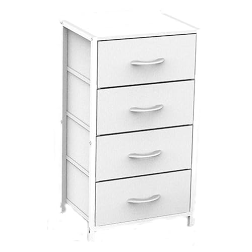 Nachttisch aus Holz mit USB-Anschlüssen und Steckdosen, Nachttisch mit Schubladen, geeignet for Schlafzimmer, Wohnzimmer und Arbeitszimmer(Blanc,4 Draws) von JUSKAQZYI