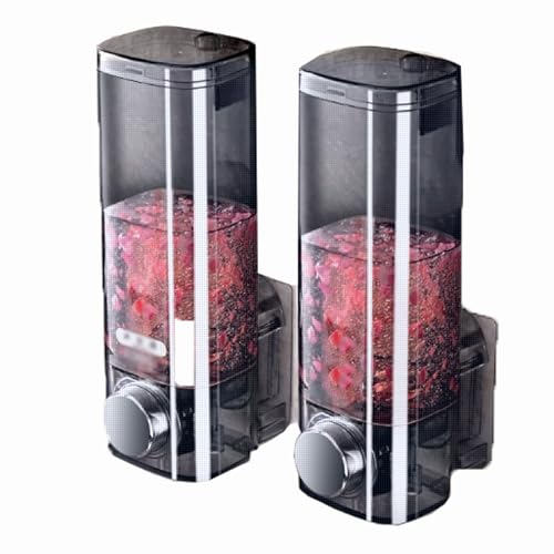 Seifenspender 15,4 oz Seifenspender Badezimmer Wandmontierter Seifenspender Flüssiglotionspender Badezimmerseifenspenderflasche Geeignet for Badezimmer und Küche Seifenausschütter(Svart,2pcs) von JUSKAQZYI